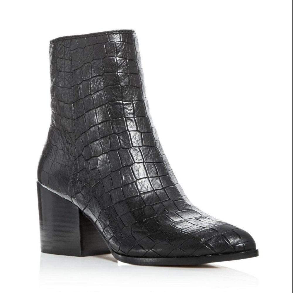 1. State Jahmil Croc Embossed Bootie (Black)